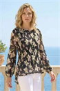 Black Floral Print Pleated Top, Image 2 of 4