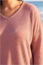 Pink Curve Textured V-Neck Stretch Top, Image 4 of 4
