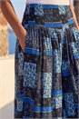 Blue Floral Tile Print Palazzo Wide Leg Trouser, Image 4 of 4