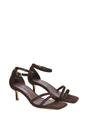 Brown XY LONDON Brown 'Lea' Open Toe Strappy Low Kitten Heel Sandal Shoes, Image 5 of 6
