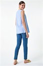 Light Denim Sleeveless Vest Top, Image 3 of 5