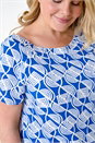 Blue Curve Geometric Print Stretch Tunic Top, Image 5 of 5