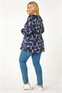 Navy  Curve Abstract Print Swing Tunic Top, Image 3 of 5