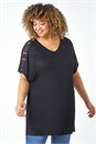 Black Curve Lace Trim T-Shirt, Image 1 of 5