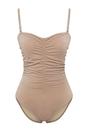 Taupe Ruched Sweetheart Neck Strappy Swimsuit, Image 4 of 6