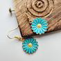 White Sunflower Charm Dainty Boho Hook Earrings, Image 3 of 5