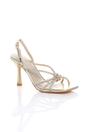 Gold High Heel Diamante Slingback Knotted Sandals, Image 1 of 4
