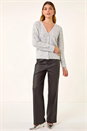 Grey Buttoned Sequin Knit Cardigan, Image 3 of 7