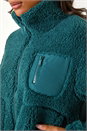 Teal Funnel Neck Fleece Jacket, Image 6 of 6