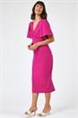 MAGENTA Gathered Wrap Front Midi Dress, Image 3 of 5