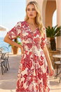 Red Dusk Boho Floral Print V-Neck Maxi Dress, Image 2 of 4