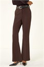 Dark Brown Short Bootcut Stretch Trousers, Image 4 of 6