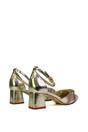 Gold 'Sarah' Ankle Strap Pointed Toe Diamante Mid Block Heels, Image 5 of 5