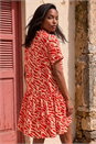 Orange Animal Print Tiered Smock Dress, Image 3 of 4
