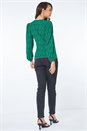 Green Spot Print Ruffle Top, Image 2 of 5