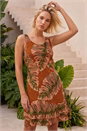 Amber Leaf Print Double Layer Dress, Image 2 of 4