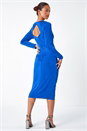 Blue Petite Ruched Front Stretch Dress, Image 3 of 5