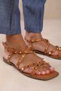 Tan 'Montana' Gladiator Sandal With Stud Detail, Image 2 of 3