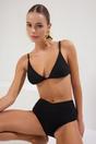 Black WOVCOR Black Minimal Underwired Adjustable Strap Bikini Top, Image 1 of 4