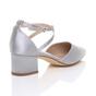 Silver Mid Block Heel Crossed Strap Pointed Toe 2 Part Heels, Image 4 of 6
