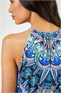 Blue  Boho Print Halterneck Maxi Dress, Image 5 of 5