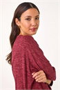 Wine Stretch Side Tie Ruched Top, Image 4 of 5