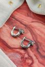 Silver The Colourful Aura Sterling Silver U-Shape Hoop Studs with Zircon, Image 1 of 2