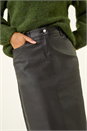 Black Coated Stretch A-Line Skirt, Image 5 of 5