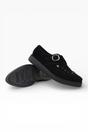 Black TUK Footwear Black Pointed Creeper Suede Monk Buckle Shoes, Image 5 of 8
