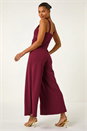 Wine Ruched Front Full Length Jumpsuit, Image 3 of 5
