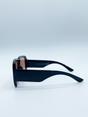 Black Oversized Square Frame Sunglasses In Black with Orange Lenses, Image 4 of 6