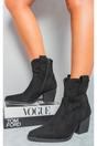 Black iKrush Black Laura Suede Cowboy Ankle Length Boots, Image 1 of 8