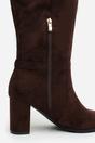 Dark Brown 'Xenia' Knee High Heeled Boots With Side Zip, Image 5 of 6