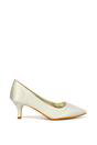 Ivory XY LONDON Ivory 'Gwyneth' Pointed Toe Mid Stiletto Kitten Heel Court Shoes, Image 1 of 4