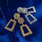 Silver Geometric Foil Square Drop Earrings, Image 3 of 4