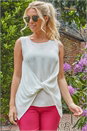 Ivory  Sleeveless Twist Front Top, Image 3 of 5