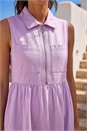 Lilac Collared Zip Front Midi Dress, Image 4 of 4