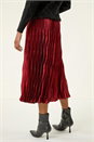 Red Foil Pleated Skirt, Image 4 of 5