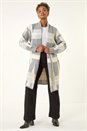 Grey Check Longline Pocket Cardigan, Image 2 of 5