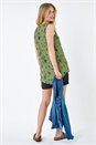 Khaki Floral Print Button Detail Vest Top, Image 3 of 5