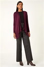 Burgundy Waterfall Stretch Cardigan, Image 2 of 5