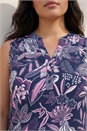 Pink Curve Textured Floral Print V-Neck Top, Image 4 of 4