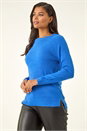 Blue Plain Soft Crew Neck Jumper, Image 4 of 5