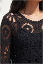 Black Petite Crochet Flare Sleeve Top, Image 4 of 4