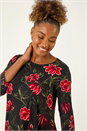 Red Floral Puff Print Tunic Top, Image 1 of 5