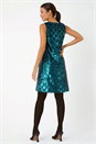 Emerald Sequin Diamond Print Swing Stretch Dress, Image 3 of 5