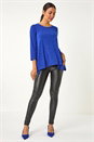 Royal Blue Glitter Rose Asymmetric Hem Top, Image 1 of 5