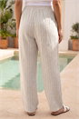 Natural  Petite Linen Blend Stripe Trousers, Image 3 of 4