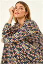 Mauve Geometric Print Shirred Midi Dress, Image 1 of 5