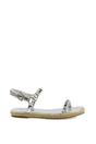 Silver XY LONDON Silver Studded Flat Espadrille Sandals with Slingback, Image 1 of 3